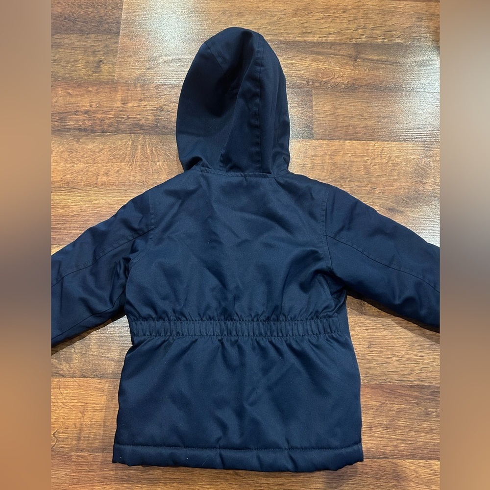 Children's Place Navy Faux Fur Trimmed Hooded Outdoor Fall Winter Coat 2T - Picture 6 of 6